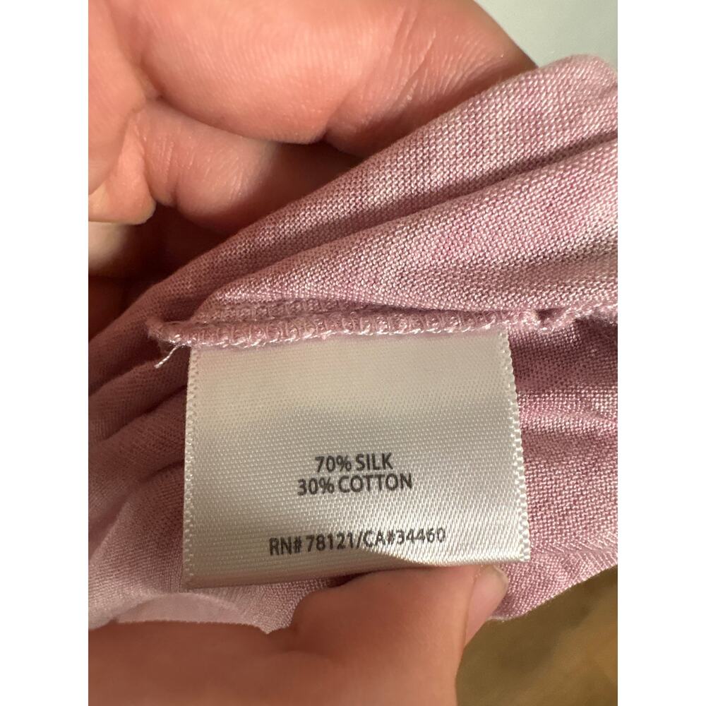 Eileen Fisher Silk Cotton Tee Womens Small Pink Sheer 3/4 Sleeve Lightweight - Picture 6 of 7